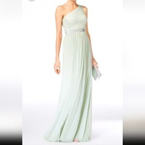Adrianna Papell One Shoulder Stretch Tule  Gown Mint Color Size  4M